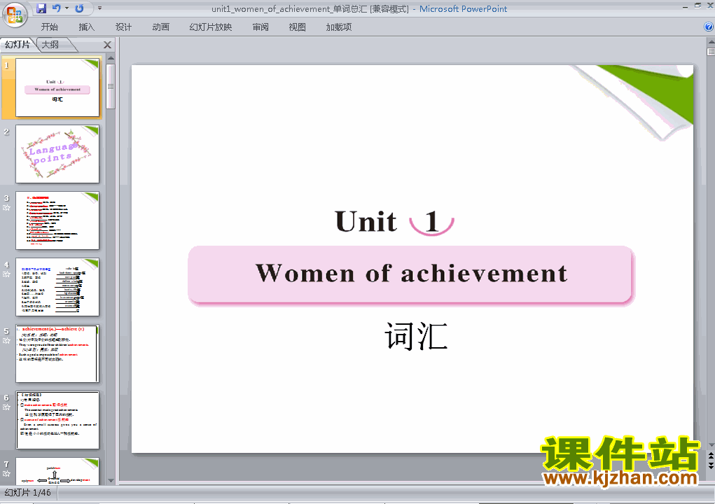 Unit1.Women of achievement ppt ʻܱѧμ